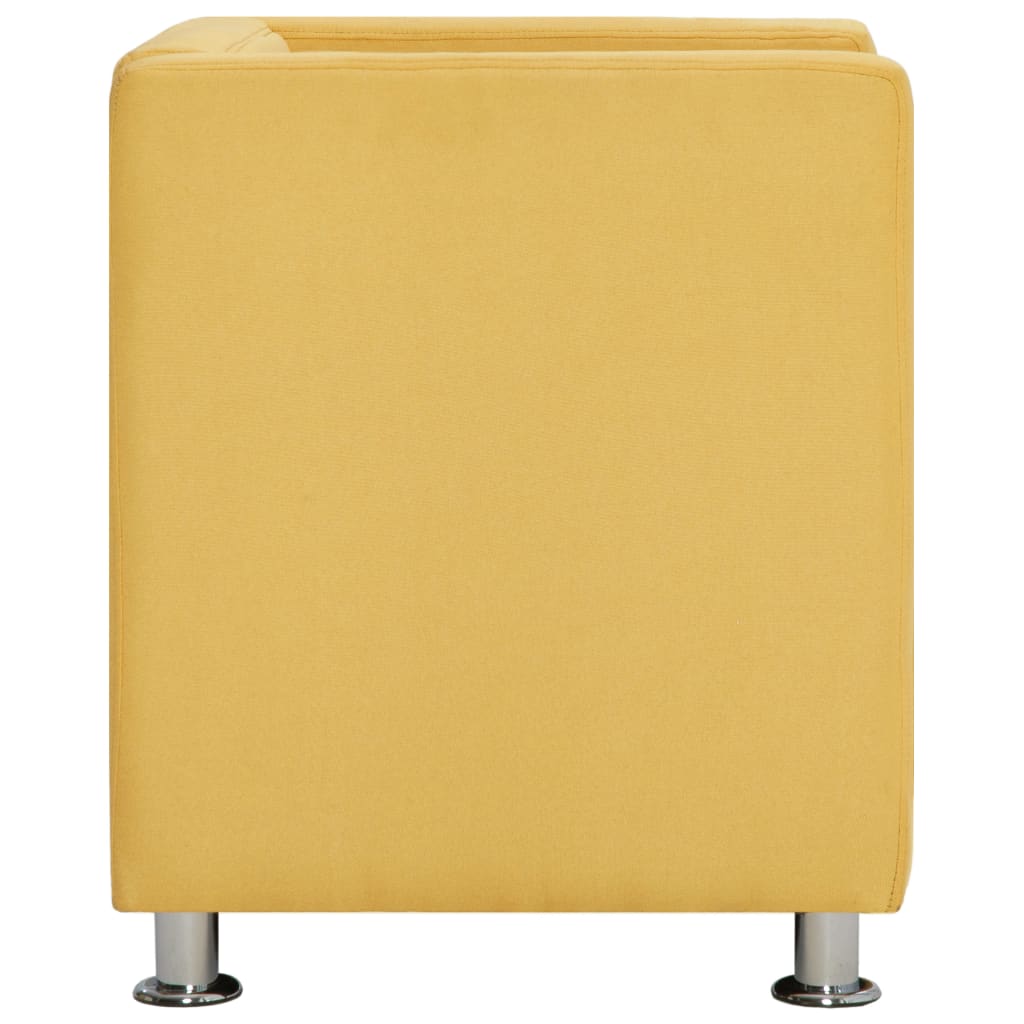 Фотьойл с кубична форма, жълт, текстил