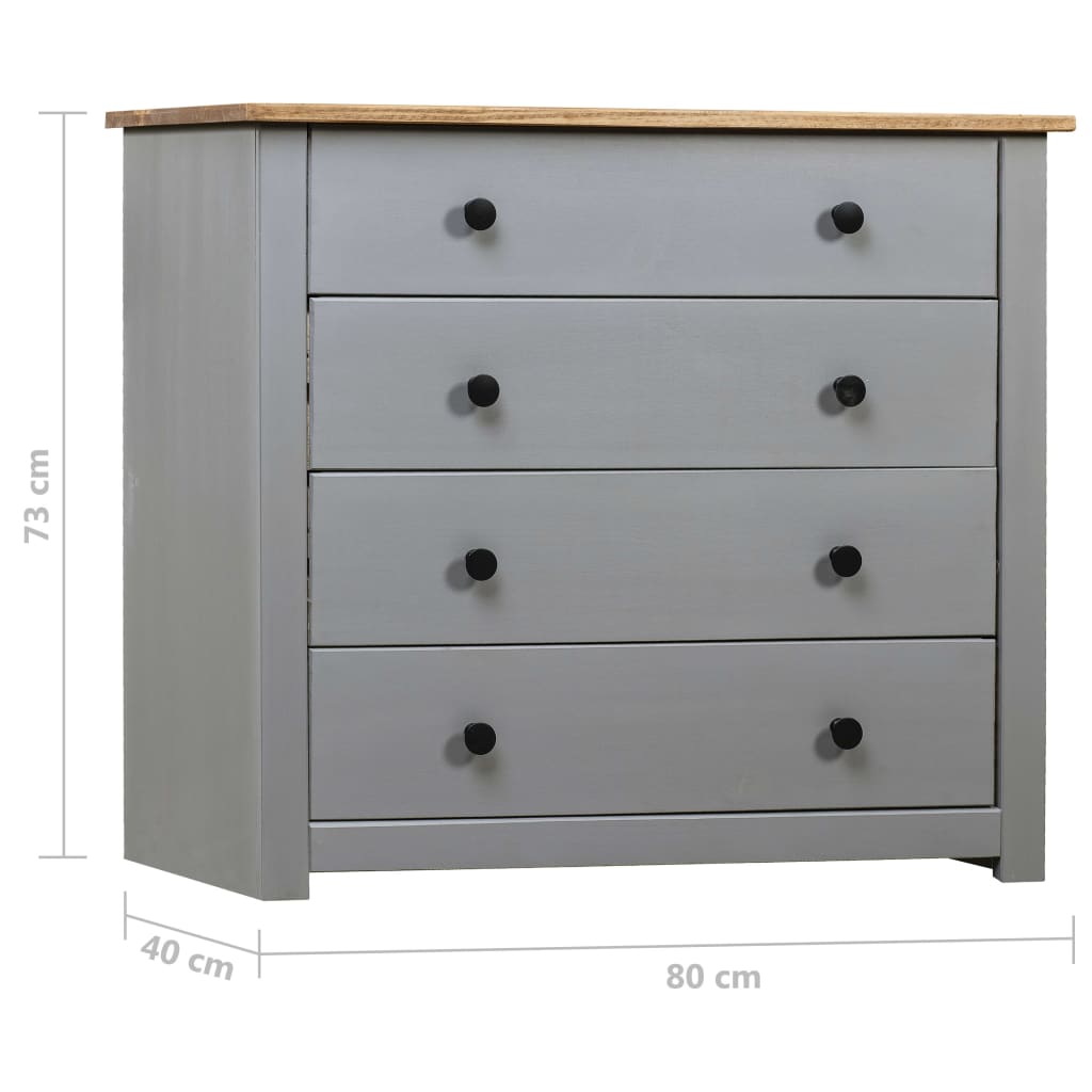 Страничен шкаф, сив, 80x40x73 см, бор, Panama Range