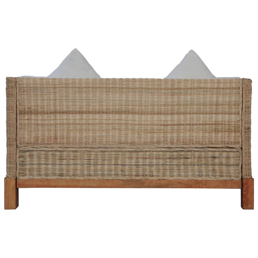 2-местен диван с възглавници, естествен цвят, ратан