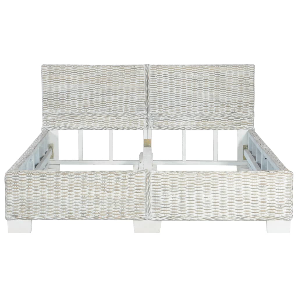 Рамка за легло, сива, естествен ратан, 140x200 cм