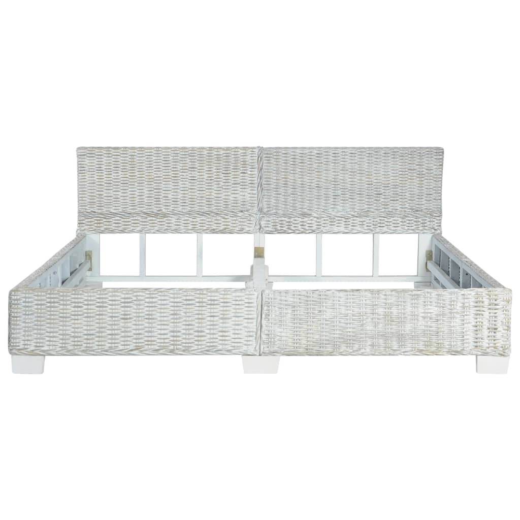 Рамка за легло сив естествен ратан 180x200 см