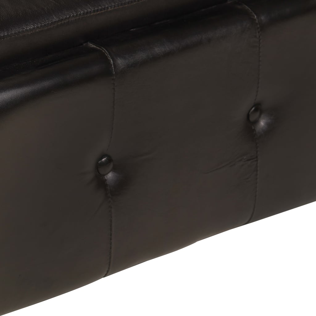 2-местен Честърфийлд диван, черен, естествена кожа