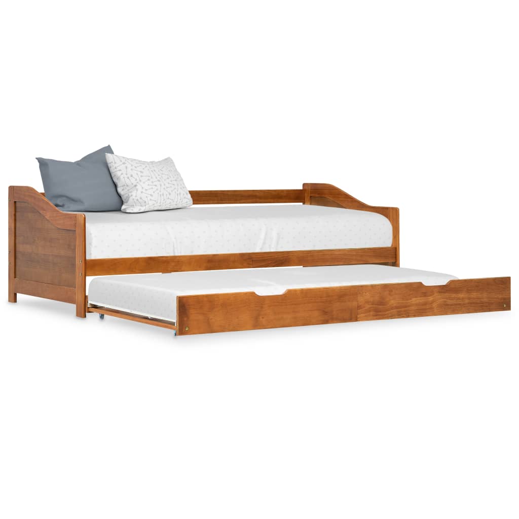 Рамка за легло разтегателен диван меденокафява бор 90x200 см