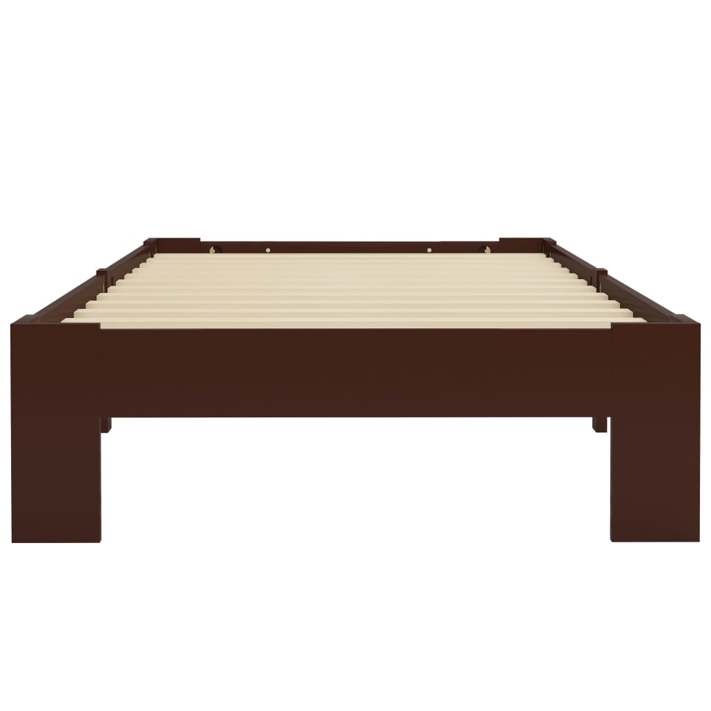 Рамка за легло, тъмнокафява, бор масив, 100x200 см