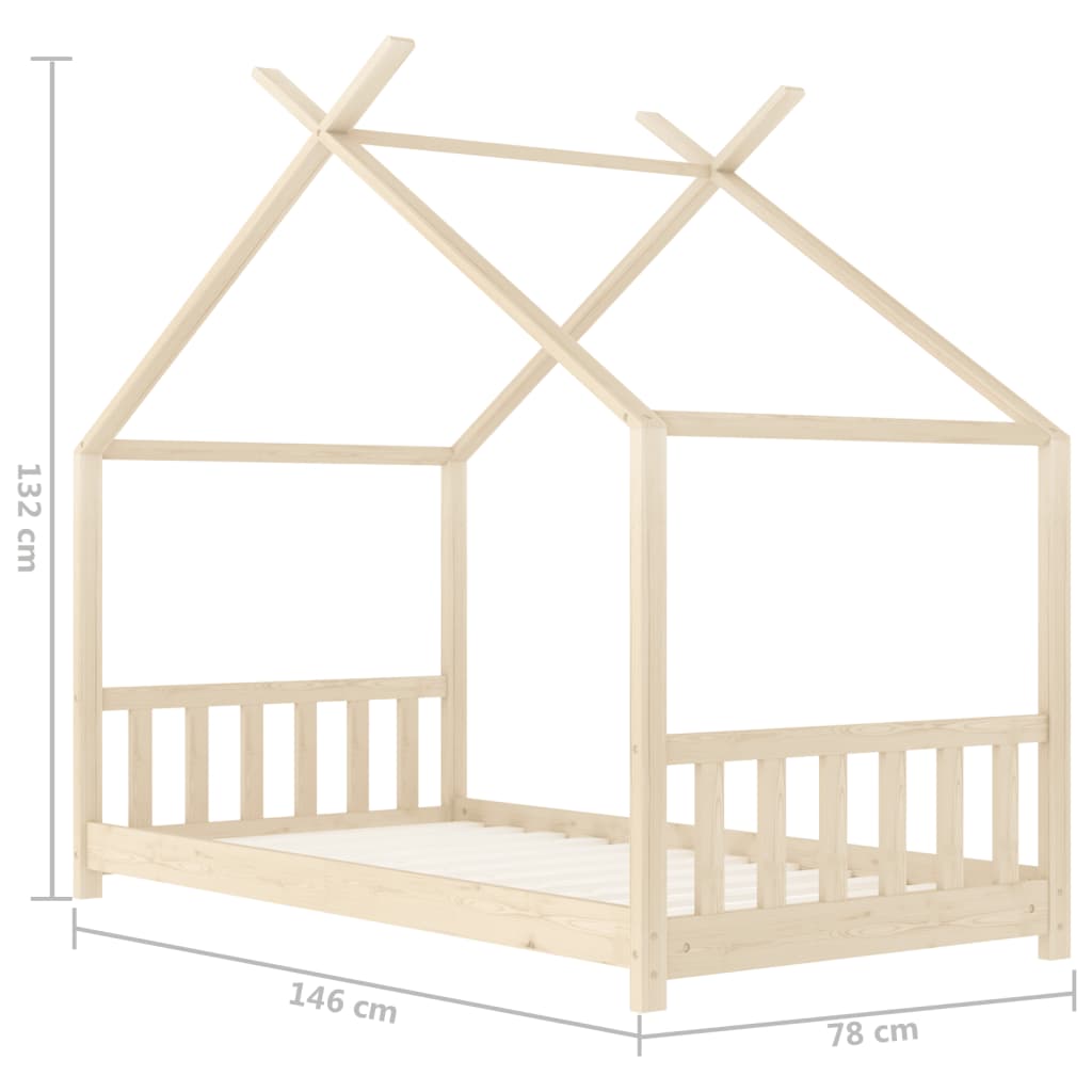Рамка за детско легло, бор масив, 70x140 см