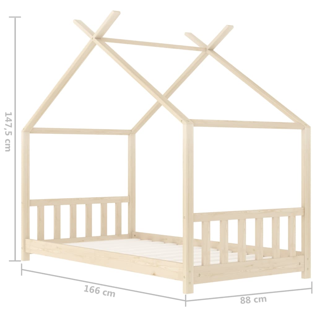 Рамка за детско легло, бор масив, 80x160 см