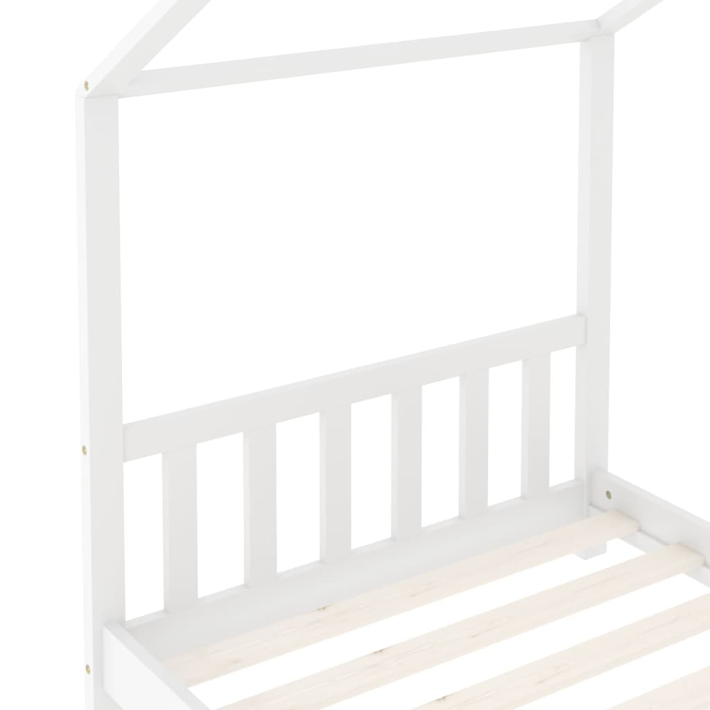 Рамка за детско легло, бяла, бор масив, 80x160 см