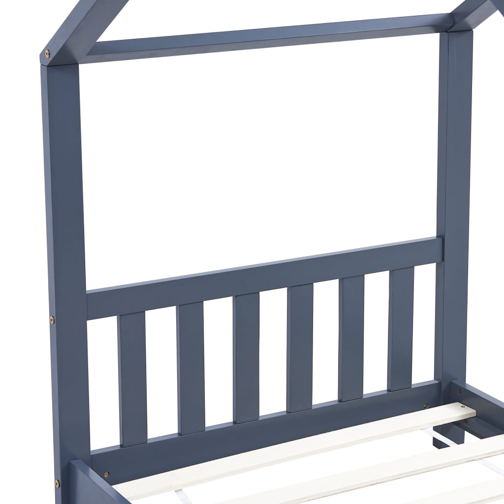 Рамка за детско легло, сива, бор масив, 80x160 см