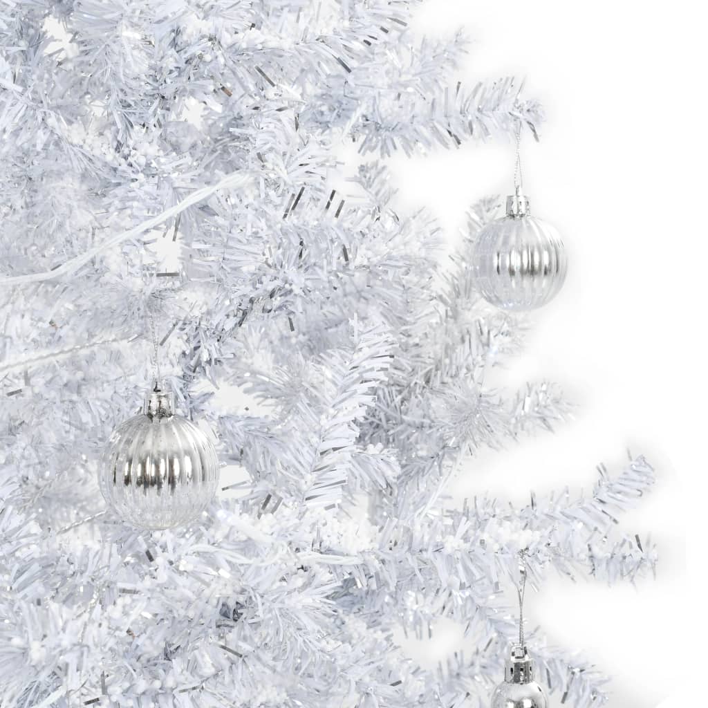 Коледна елха с валящ сняг и основа от чадър, бяла, 190 см