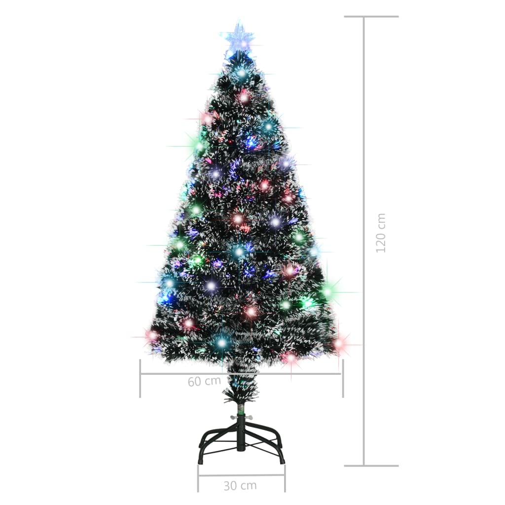Изкуствено коледно дърво със стойка/LED, 120 см, оптично влакно