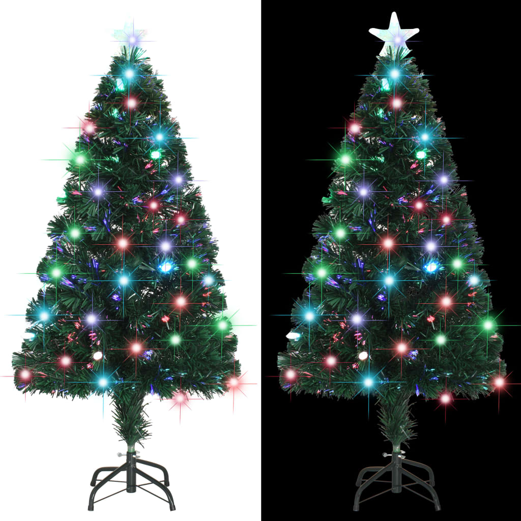 Изкуствено коледно дърво със стойка/LED, 120 см, оптично влакно