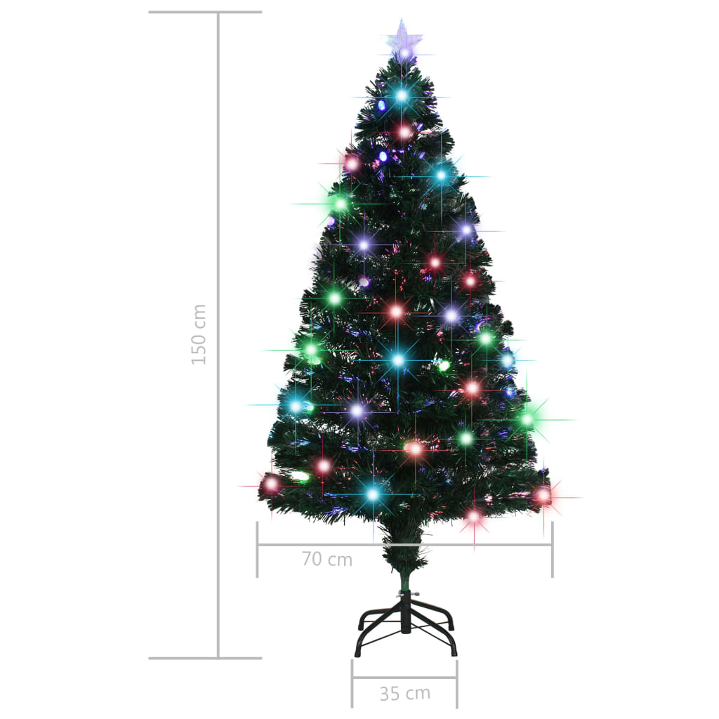 Изкуствено коледно дърво със стойка/LED, 150 см, оптично влакно