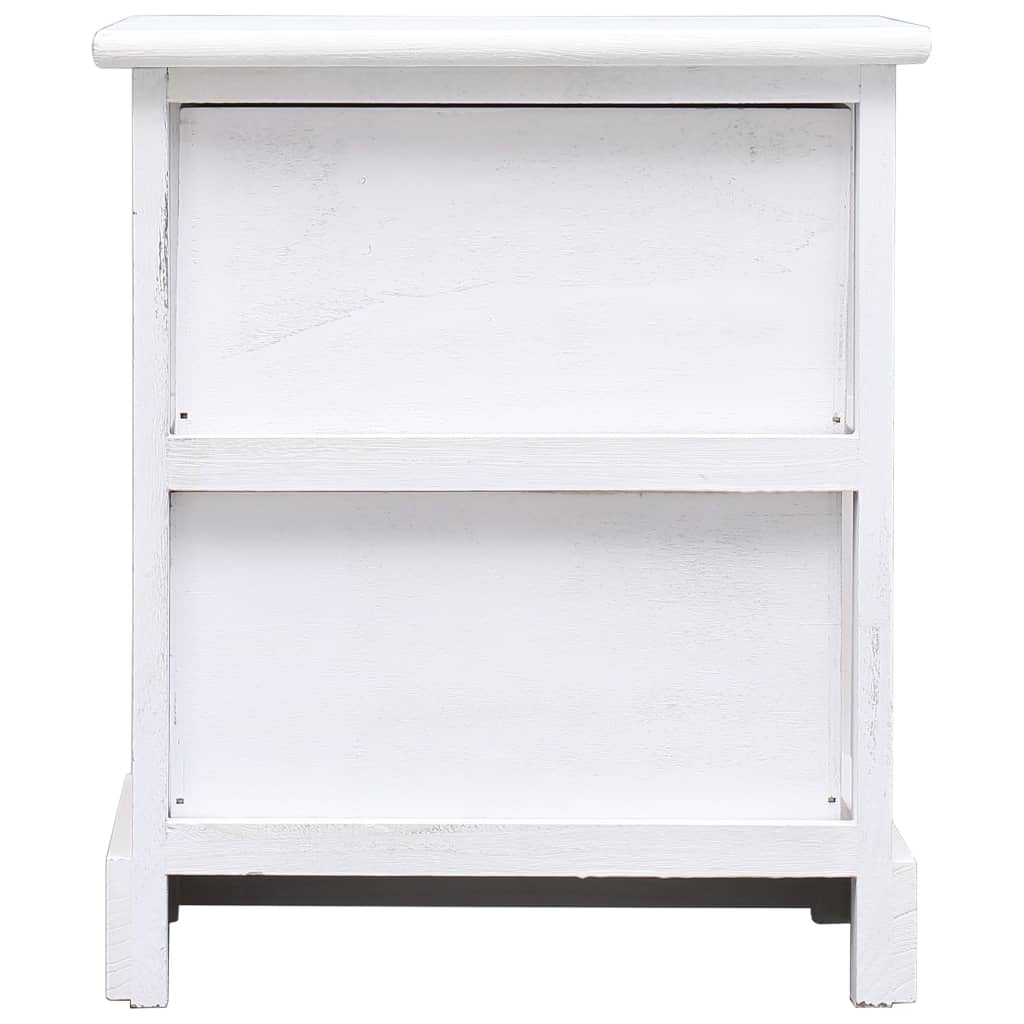 Нощно шкафче, бяло, 38x28x45 см, дърво от пауловния