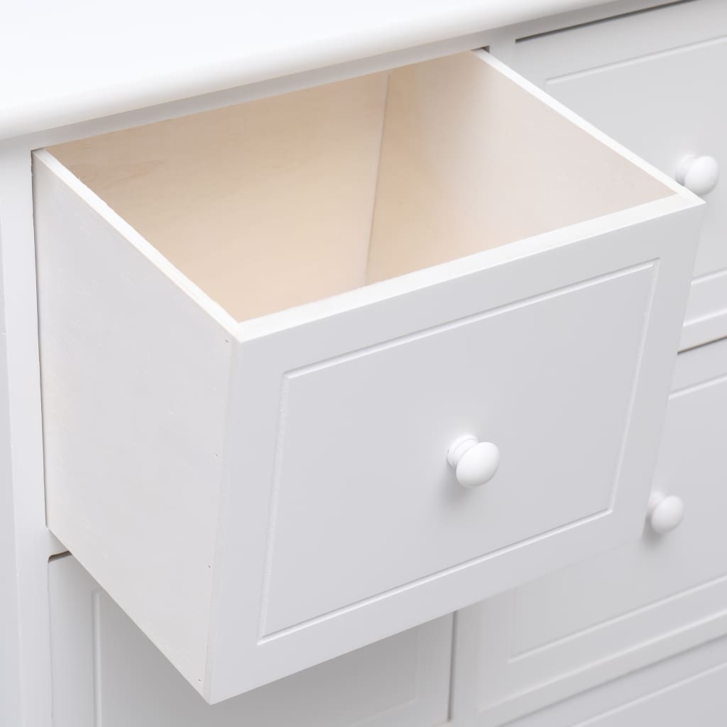 Страничен шкаф с 6 чекмеджета, бял, 60x30x75 см, пауловния