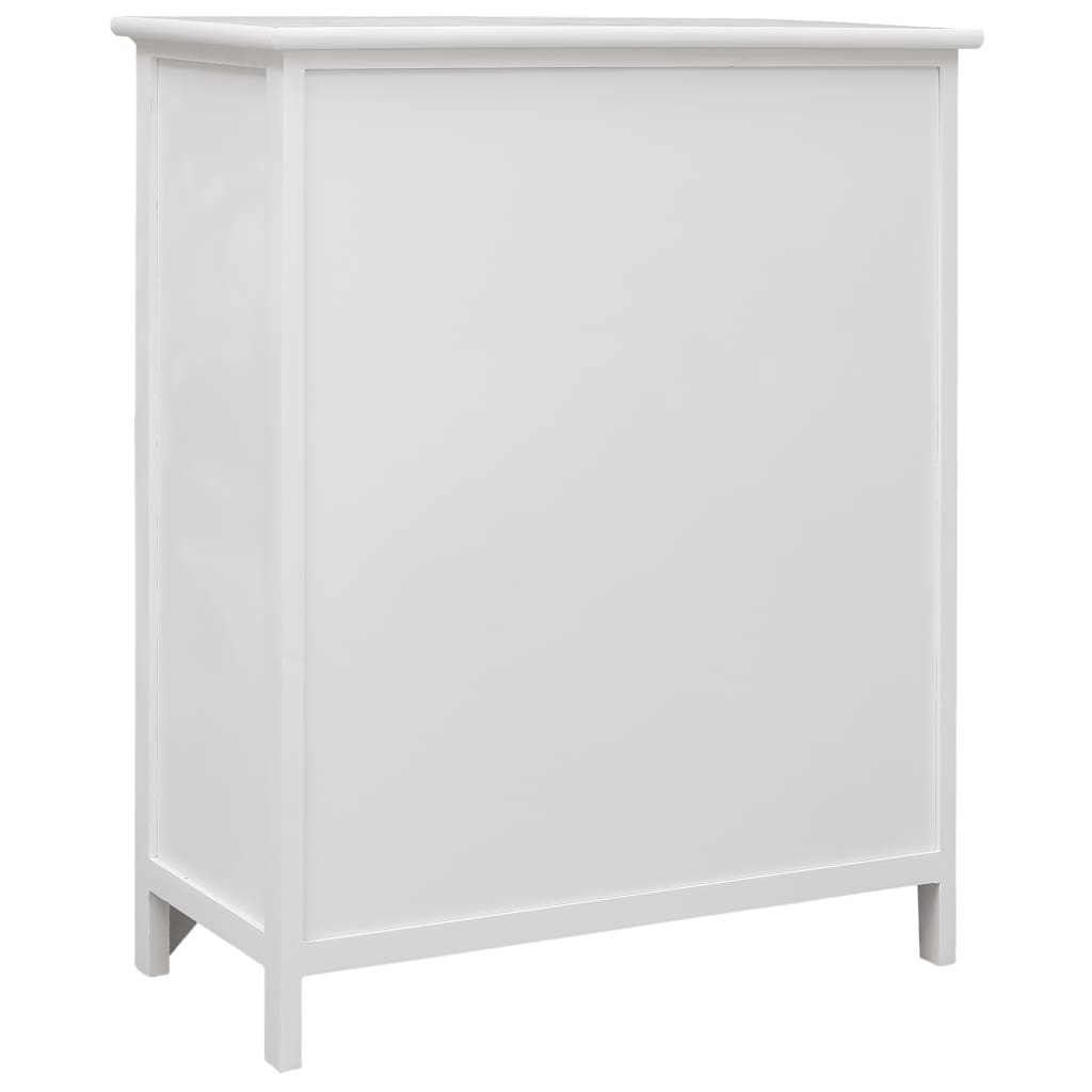 Страничен шкаф с 6 чекмеджета, бял, 60x30x75 см, пауловния