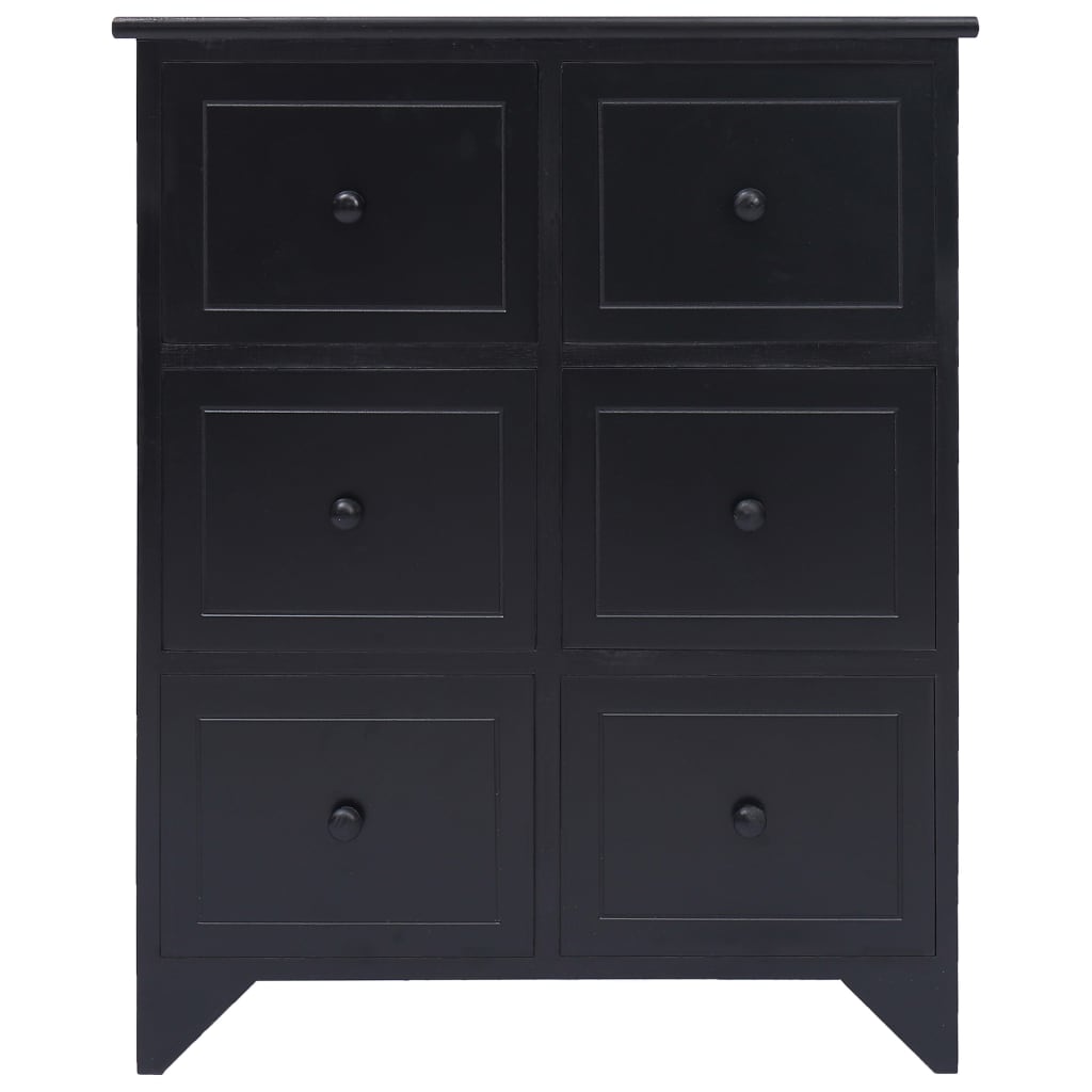 Страничен шкаф с 6 чекмеджета, черен, 60x30x75 см, пауловния