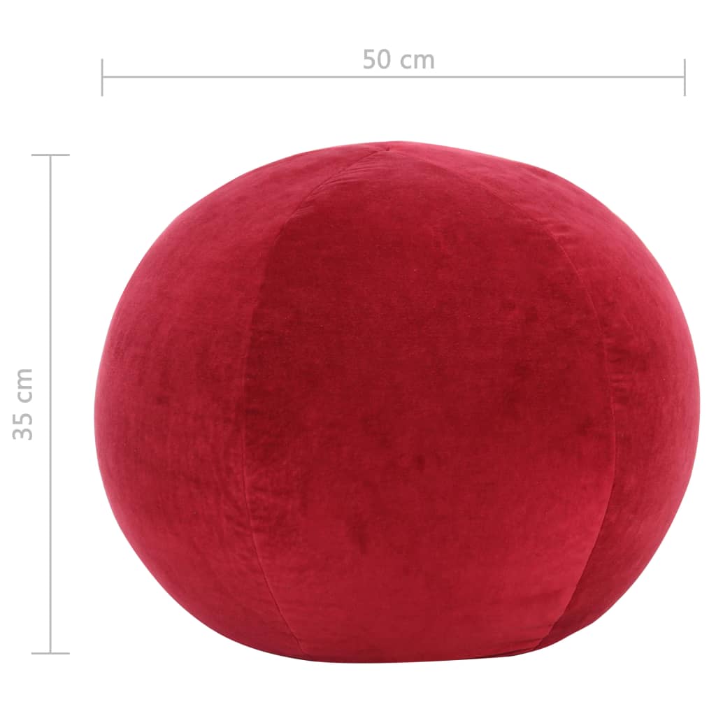 Пуф, памучно кадифе, 50x35 см, червен