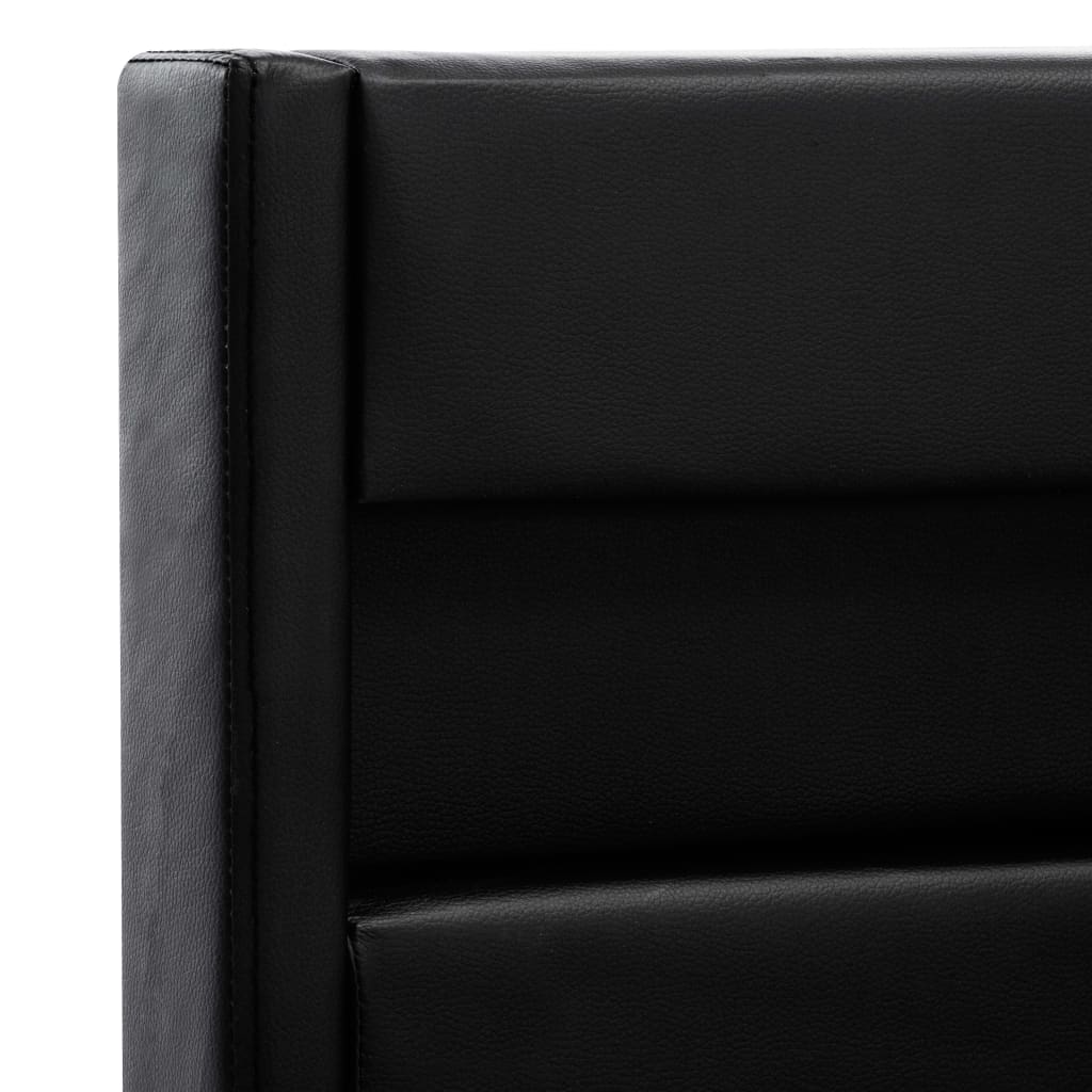 Рамка за легло с LED, черна, изкуствена кожа, 140x200 cм 
