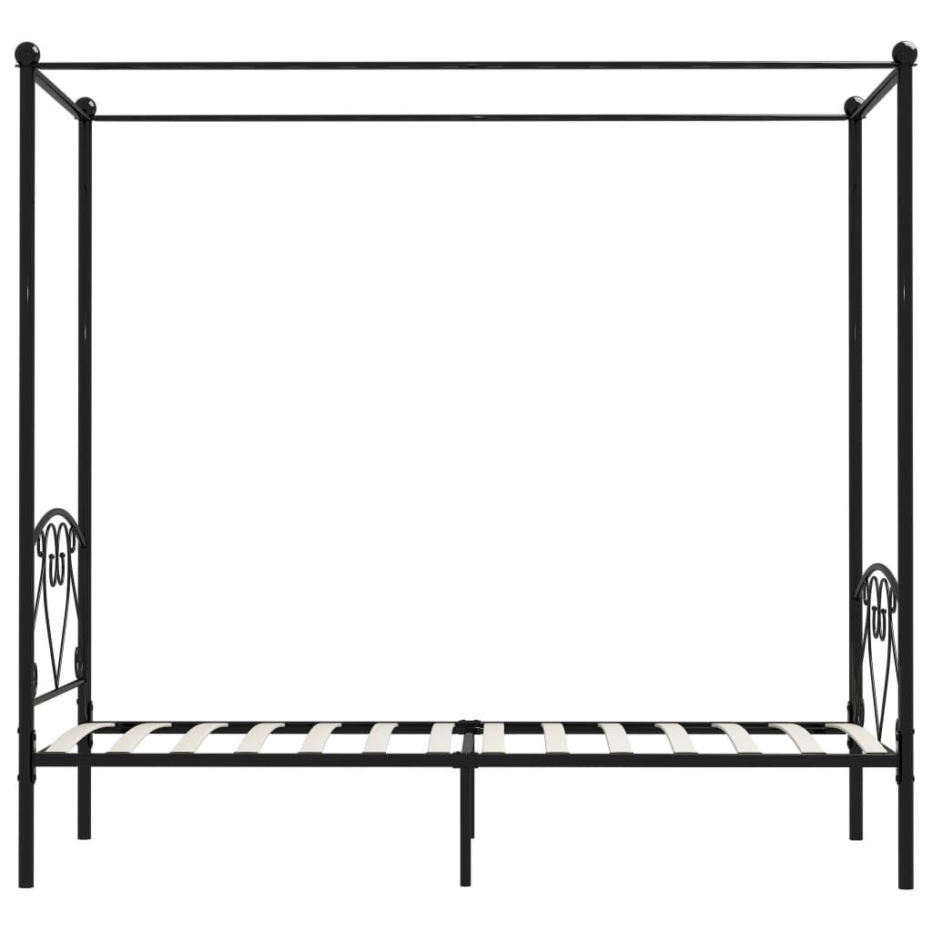 Рамка за легло с балдахин, черна, метал, 100x200 cм 