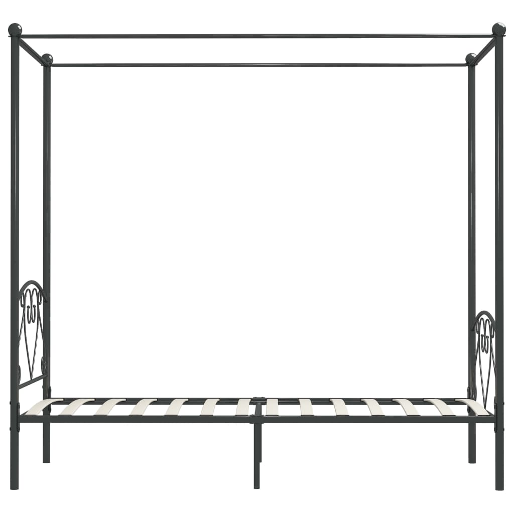 Рамка за легло с балдахин, сива, метал, 100x200 cм 