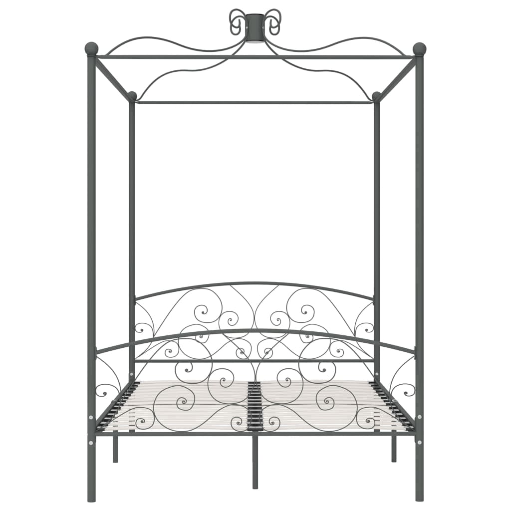 Рамка за легло с балдахин, сива, метал, 120x200 см