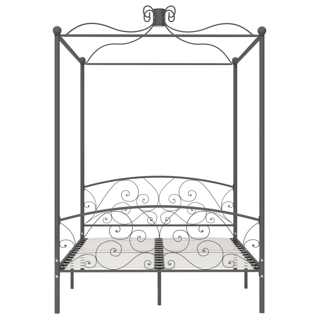 Рамка за легло с балдахин, сива, метал, 140x200 см