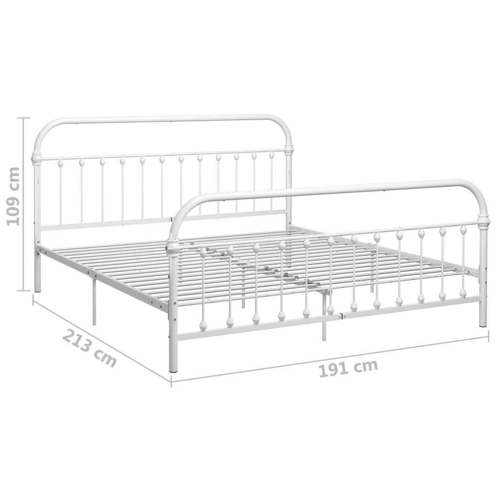 Рамка за легло, бяла, метал, 180x200 cм
