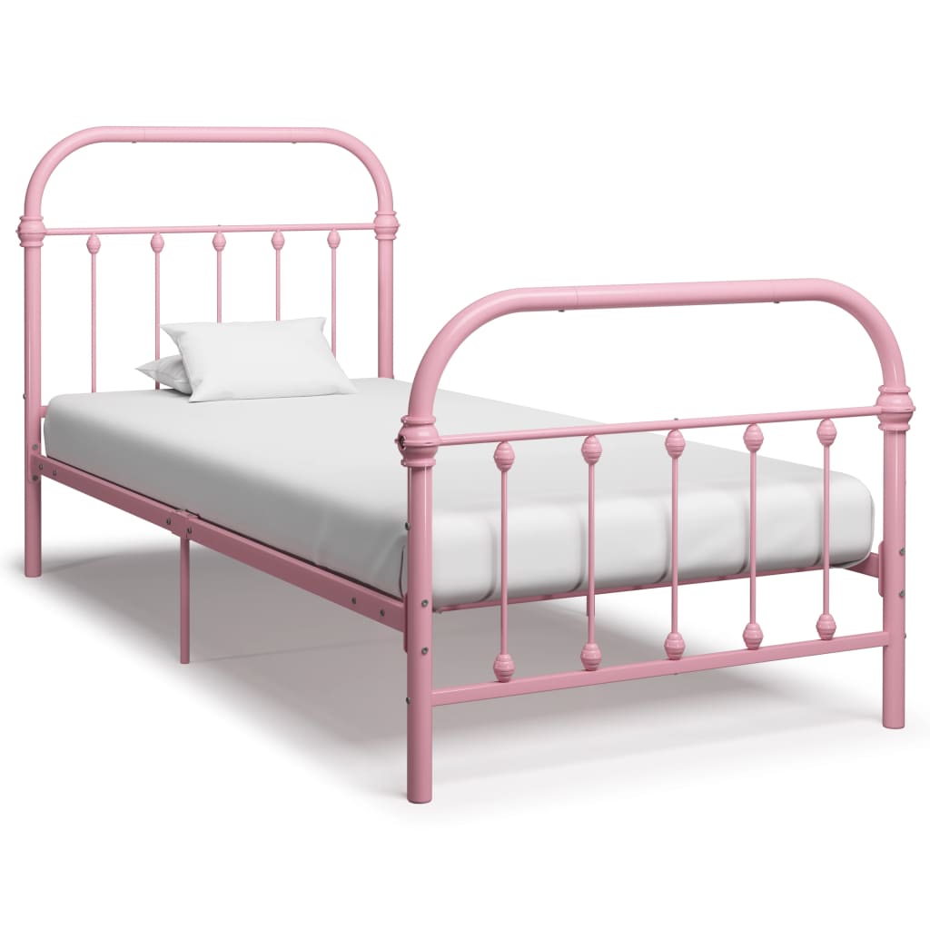 Рамка за легло, розова, метал, 100x200 cм