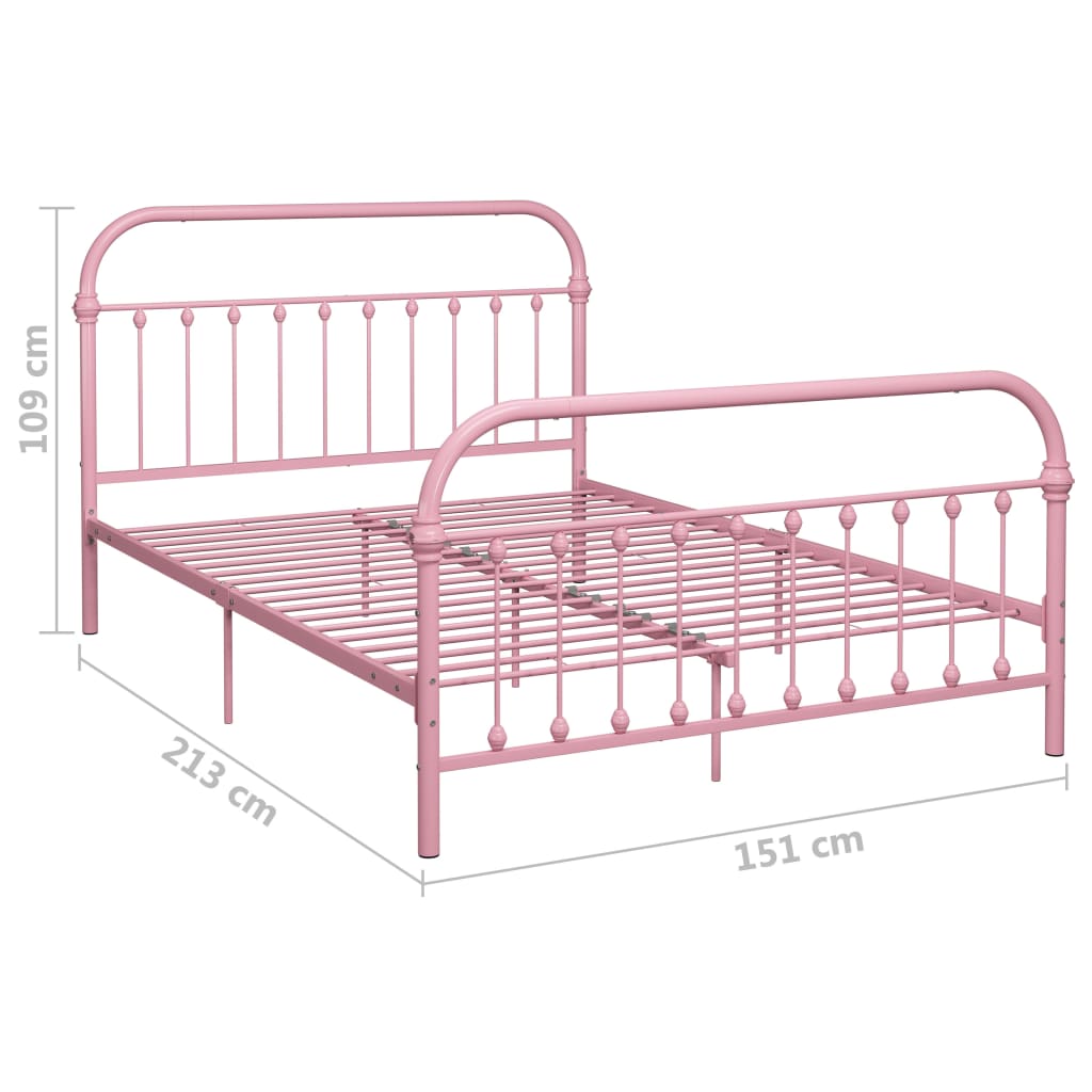 Рамка за легло, розова, метал, 140x200 см
