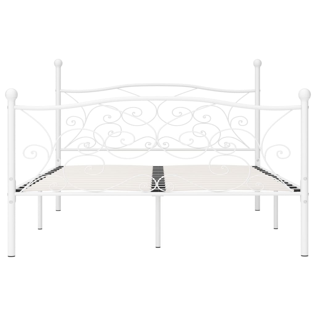 Рамка за легло с ламелна основа, бяла, метал, 120x200 см