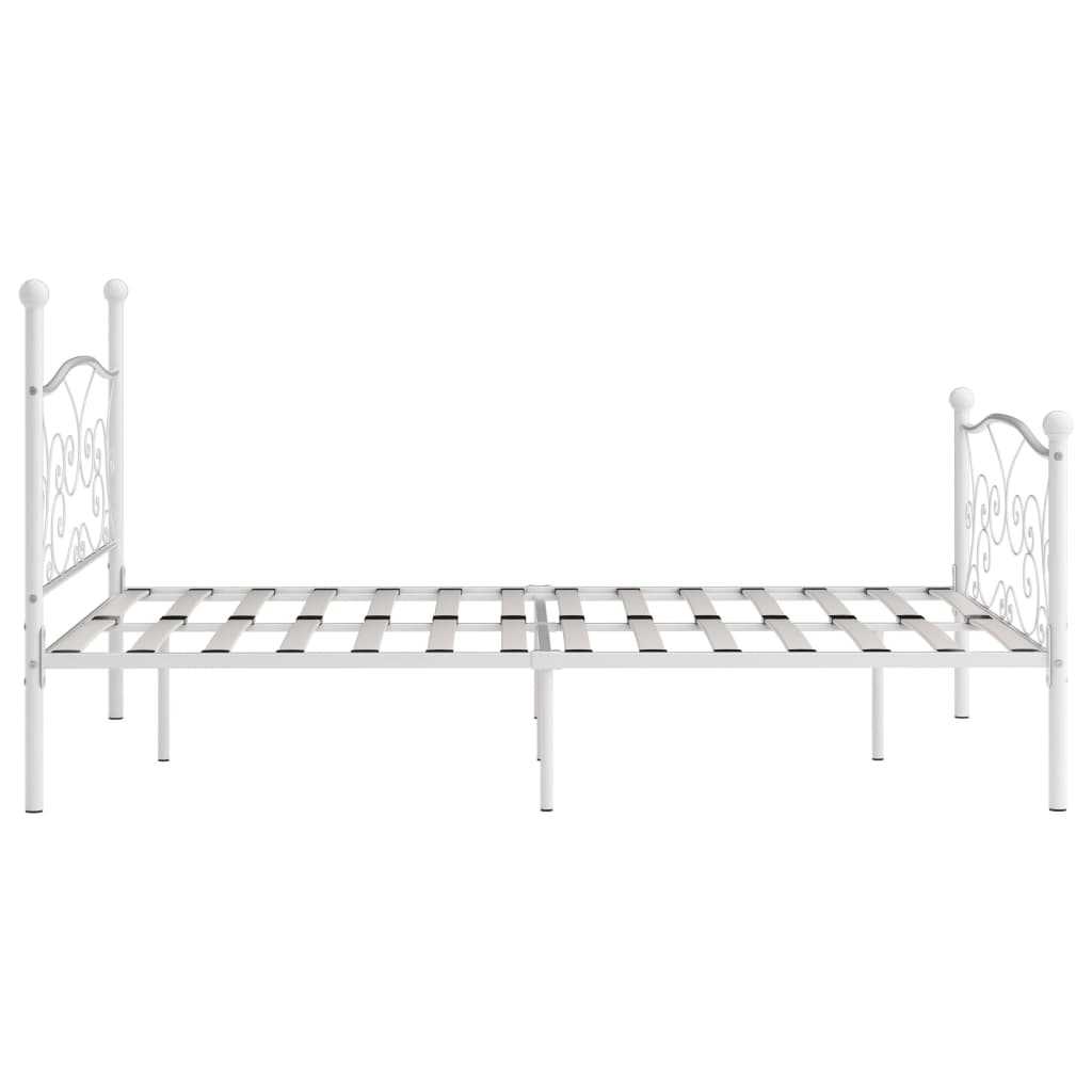 Рамка за легло с ламелна основа, бяла, метал, 120x200 см