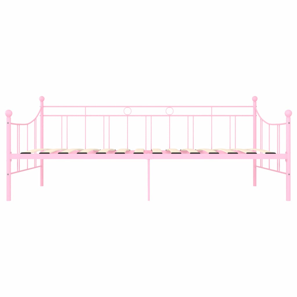Рамка за дневно легло, розова, метал, 90x200 см