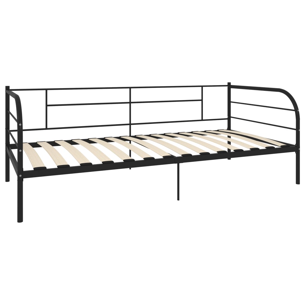 Рамка за дневно легло, черна, метал, 90x200 см