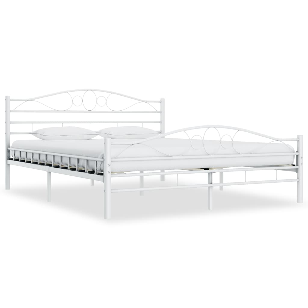 Рамка за легло, бяла, метал, 200x200 cм