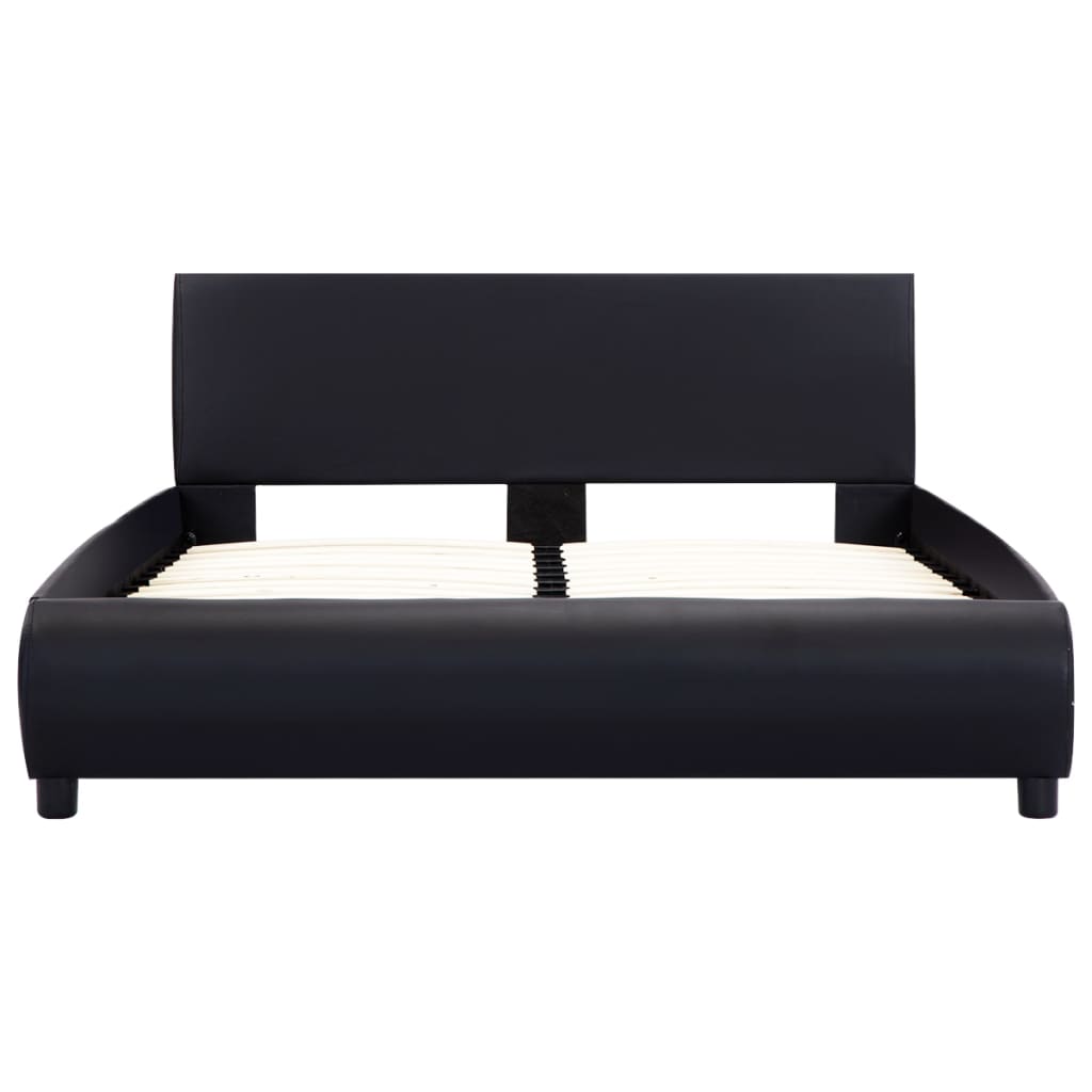 Рамка за легло, черно, изкуствена кожа, 140x200 cм