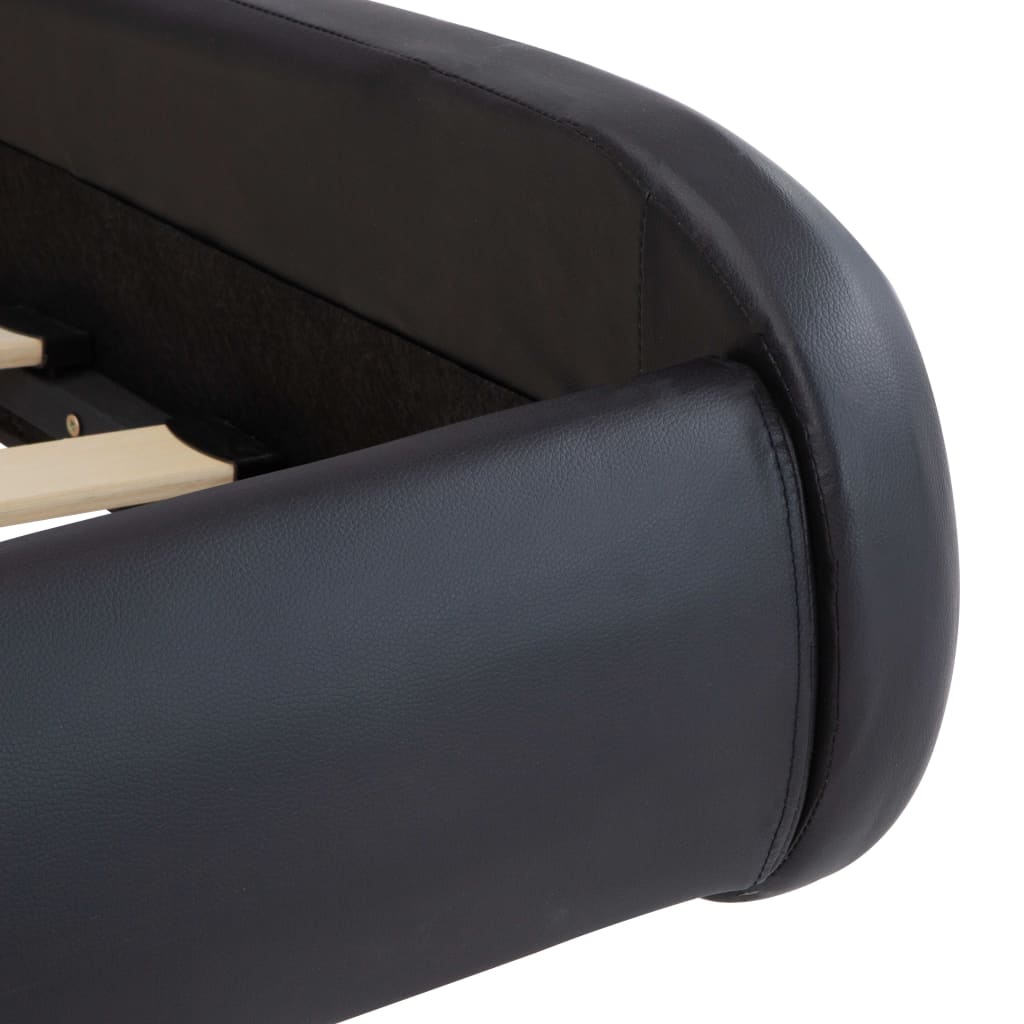Рамка за легло с LED, черна, изкуствена кожа, 90x200 cм 