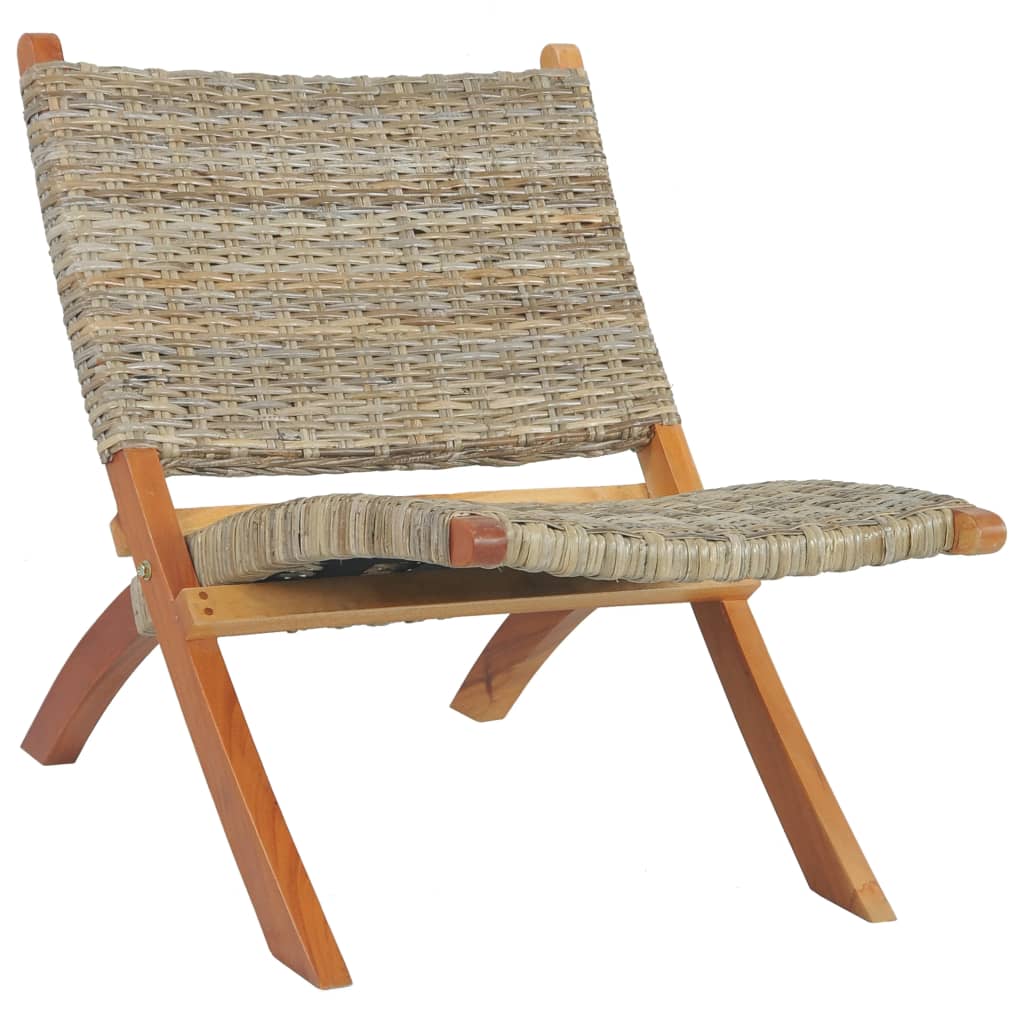 Релаксиращ стол, естествен кубу ратан и махагон масив
