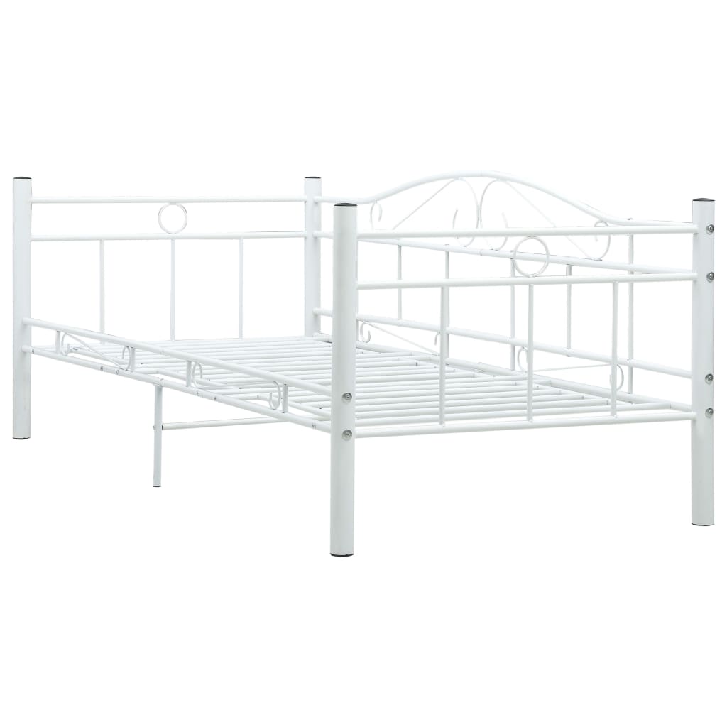 Рамка за дневно легло, бяла, метал, 90x200 см