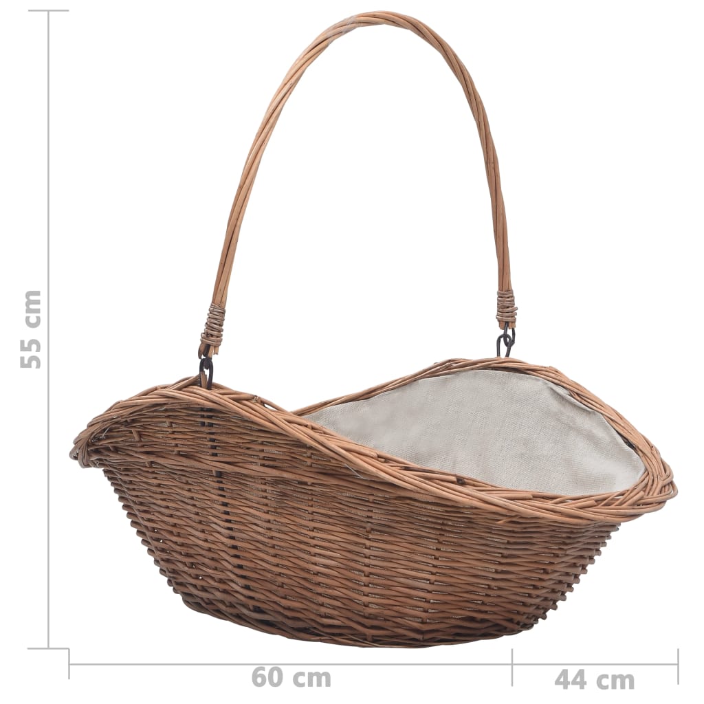 286988  Firewood Basket with Handle 60x44x55 cm Natural Willow
