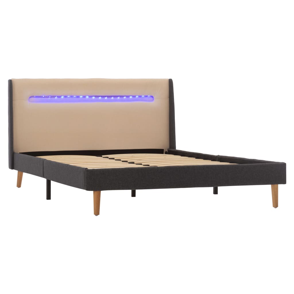 Рамка за легло с LED, кремава, текстил, 120x200 см