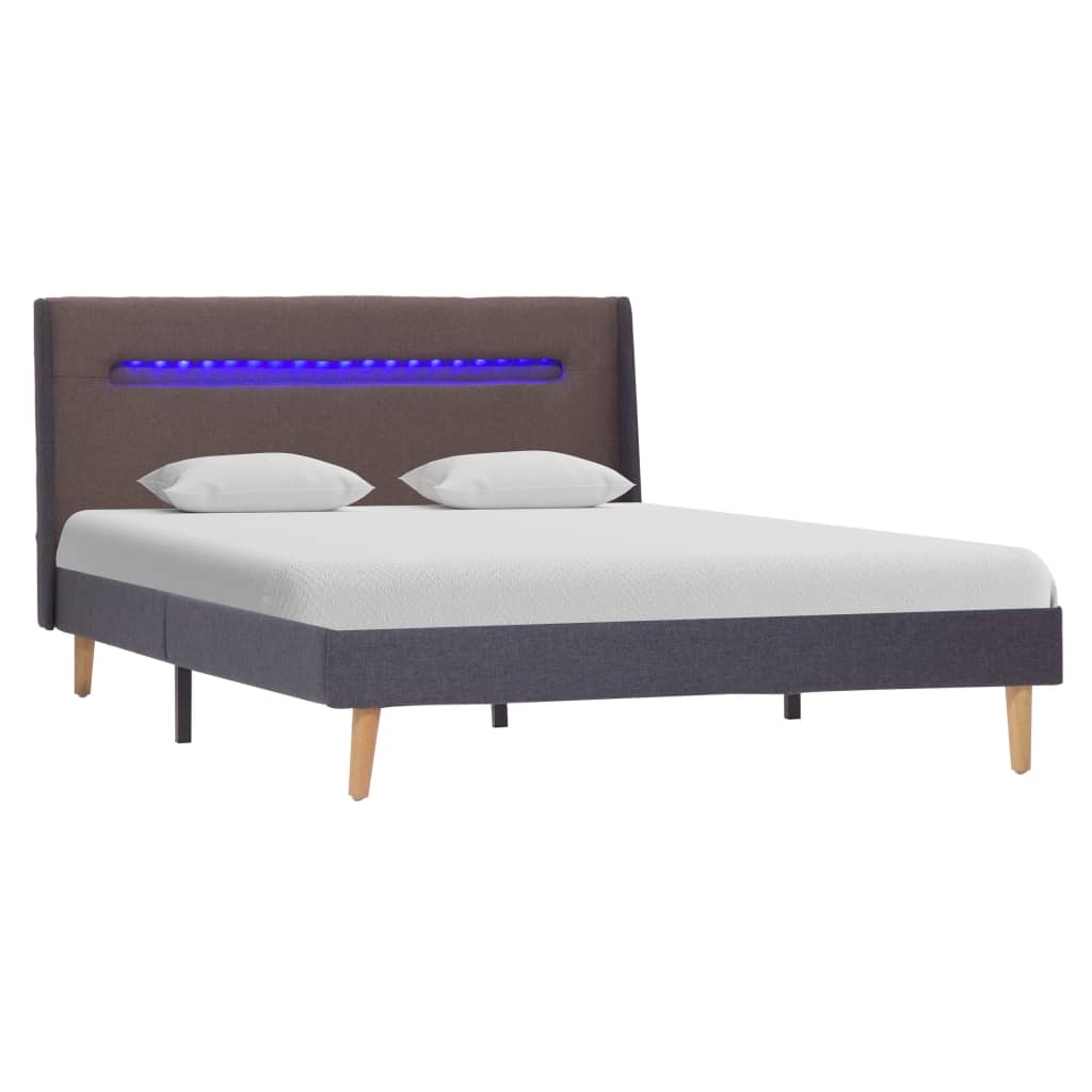 Рамка за легло с LED, таупе, текстил, 120x200 см