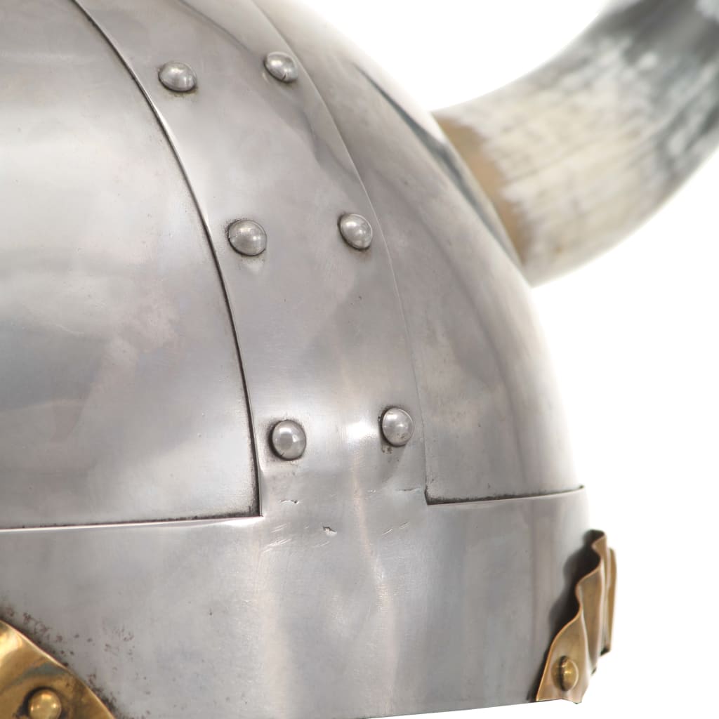 Фентъзи викингски шлем, ЛАРП, сребрист, стомана