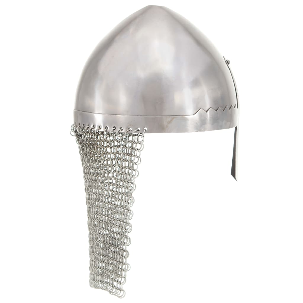 Рицарски шлем, антична реплика, ЛАРП, сребрист, стомана