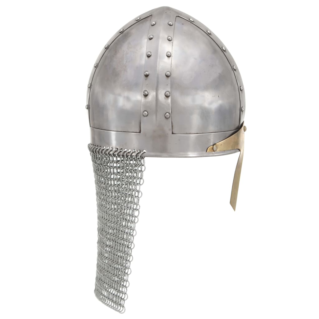 Рицарски шлем Кръстоносец антика реплика ЛАРП сребрист стомана