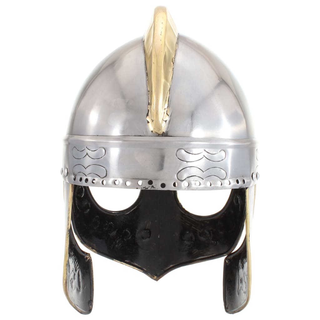 Беоулф шлем, антична реплика, ЛАРП, сребрист, стомана