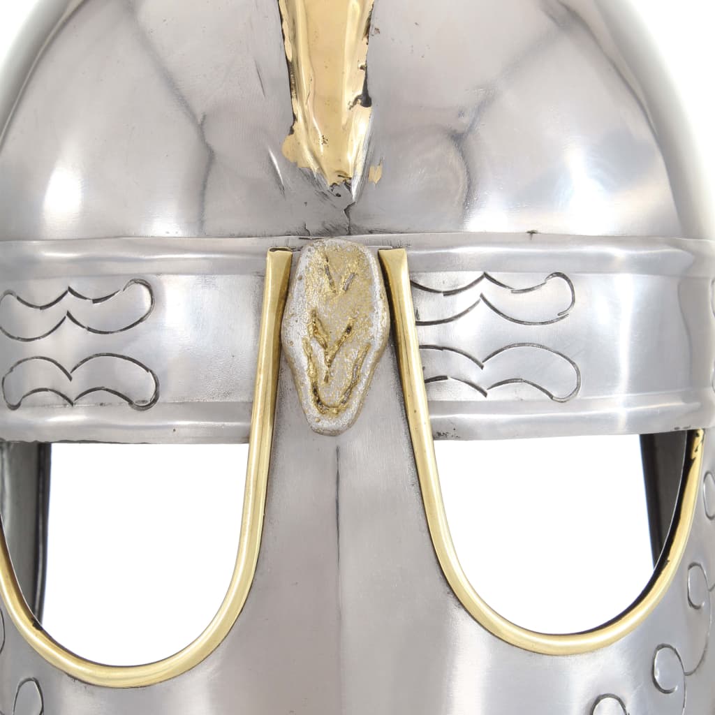 Беоулф шлем, антична реплика, ЛАРП, сребрист, стомана