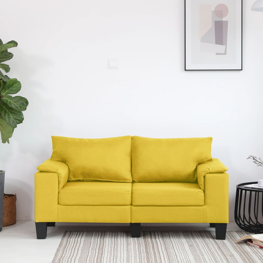 2-местен диван, жълт, текстил