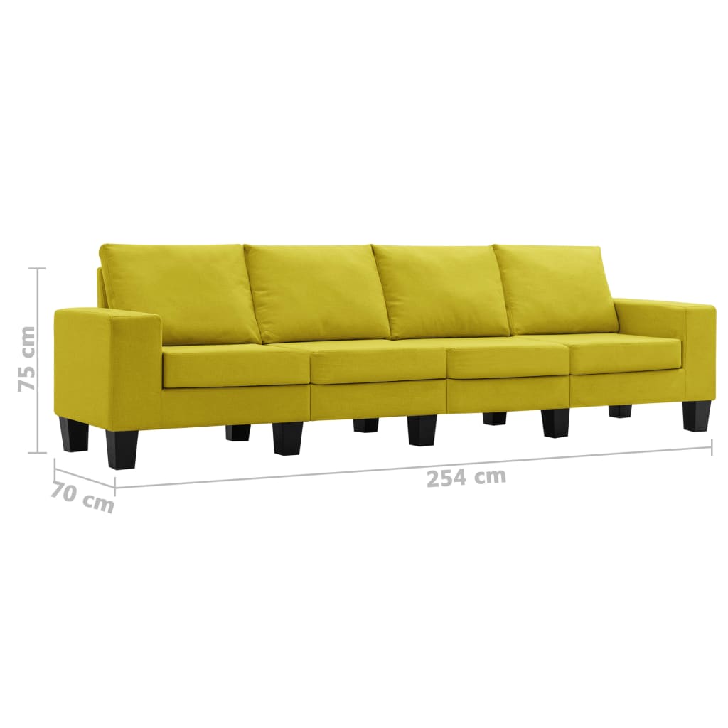 4-местен диван, жълт, текстил