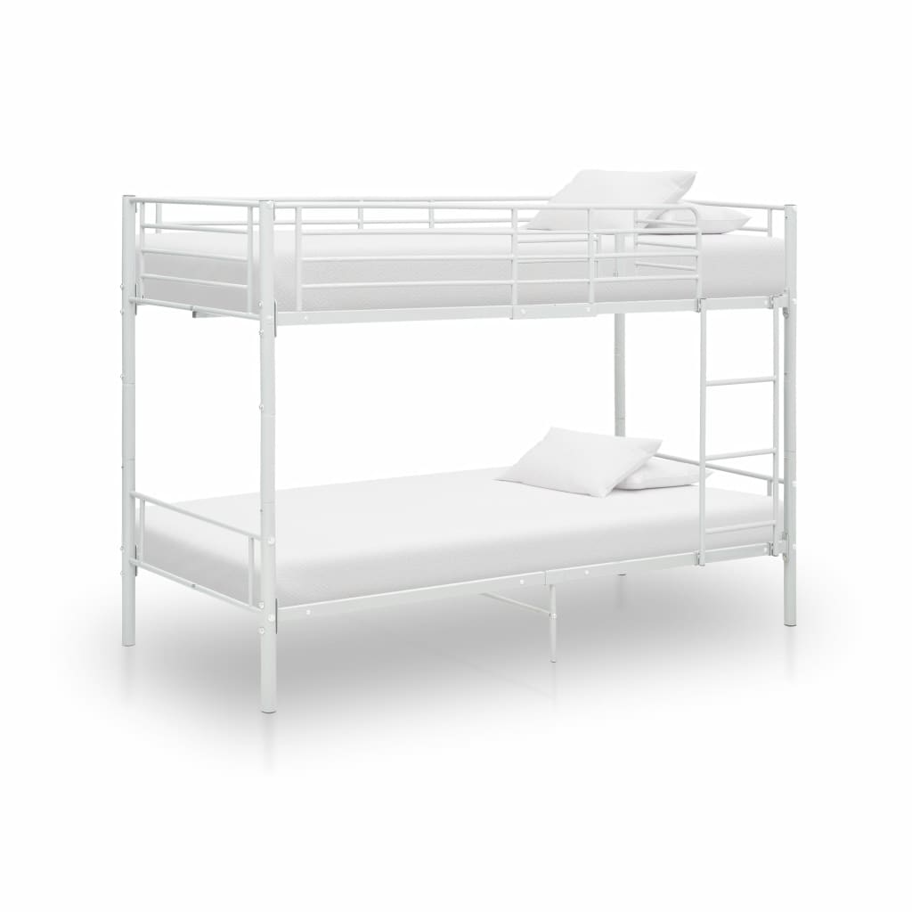 Двуетажно легло, бяло, метал, 90x200 см