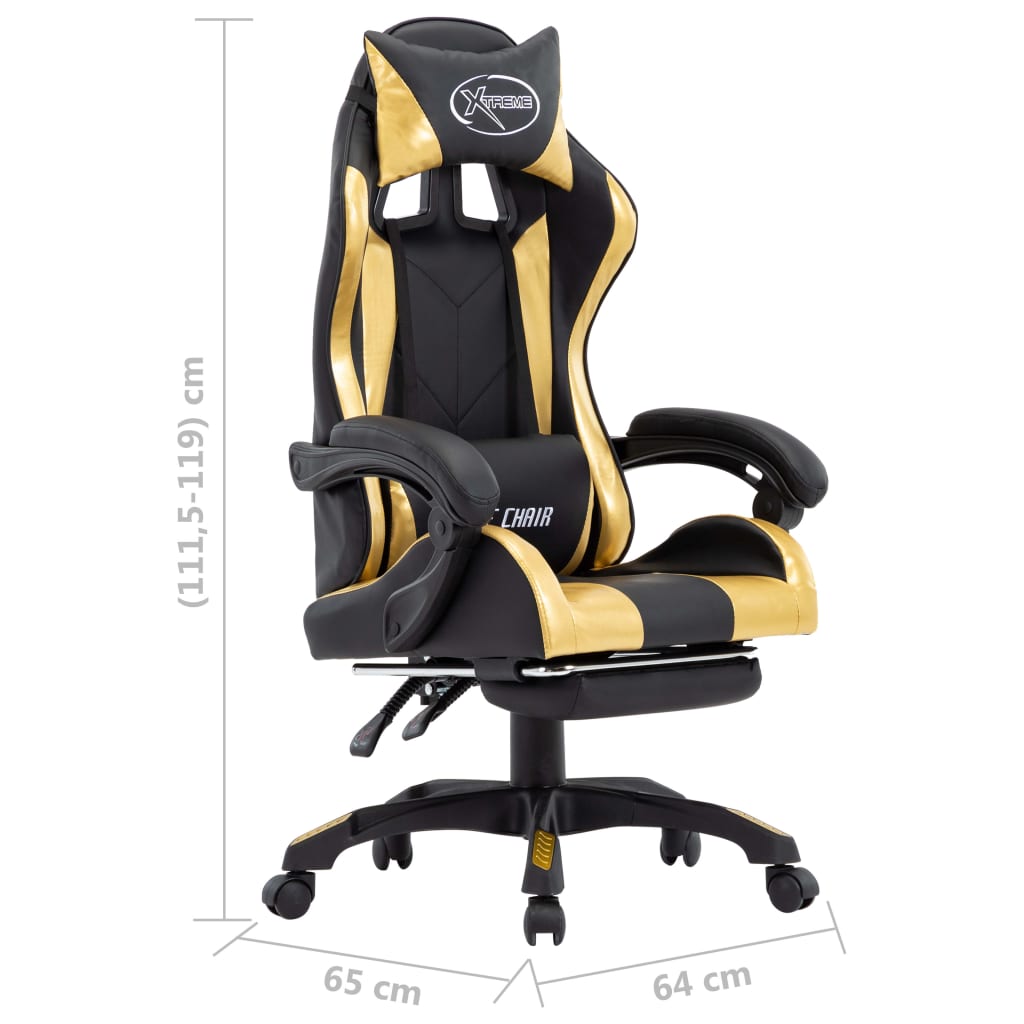 Геймърски стол подложка за крака златисто/черно изкуствена кожа